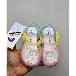 Cat & Jack Toddler Girls Multicolor Lainey Unocorn Jelly Sandal Shoes Size 6